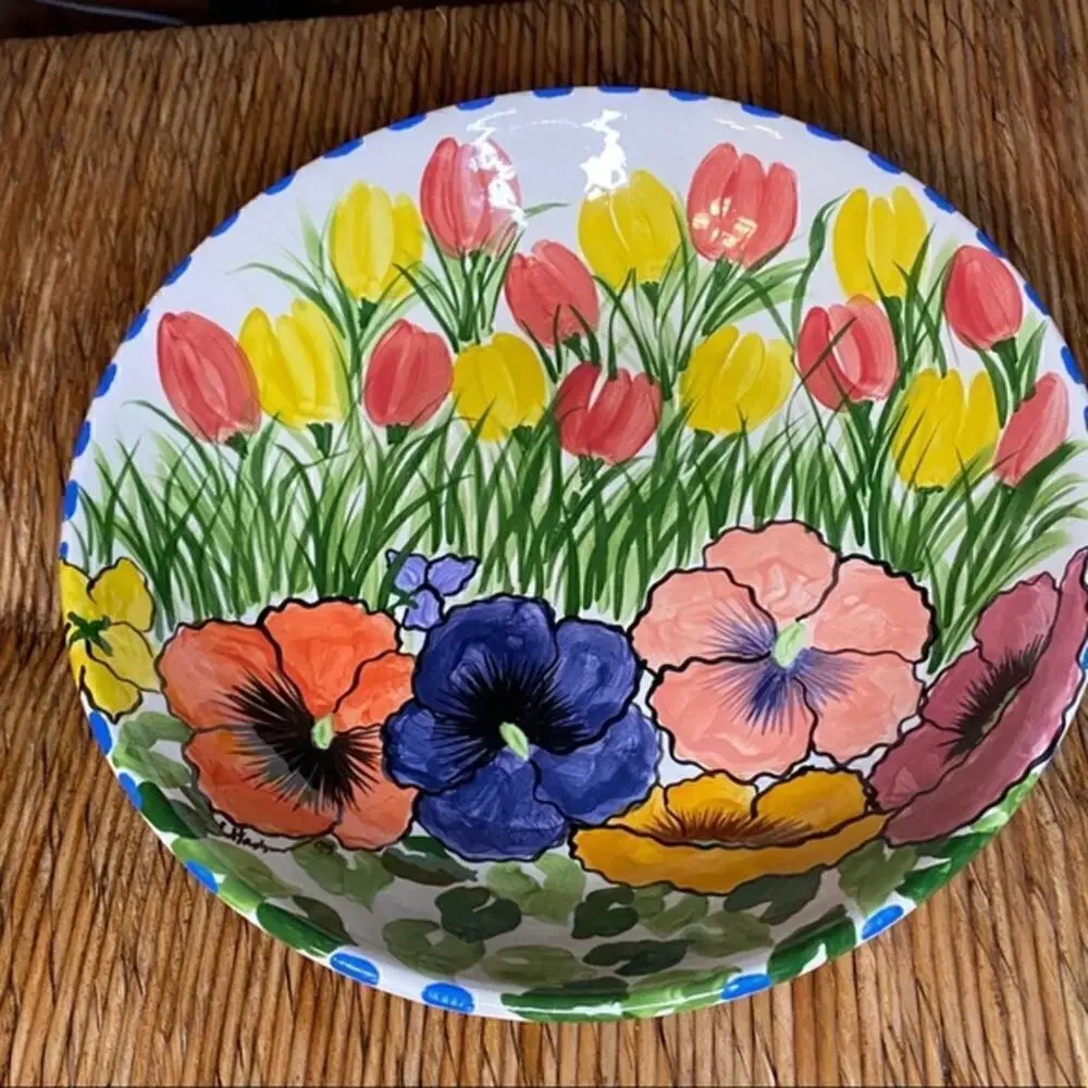 L. Hasbun Handmade Ceramic‎ Pottery Hand Painted Bowl